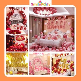 Set Bóng Trang Trí Phòng Cưới HOT 2023, Bóng Bay Trang Trí Phòng Cưới , Bóng Chữ happy Wedding[TẶNG CÁNH HOA HỒNG]