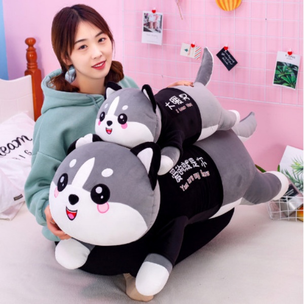 Gấu Bông Chó Husky Mặt Ngáo Size 60cm 100cm Thú Nhồi Bông Husky Ngầu Cao Cấp Làm Qùa Tặng - K05