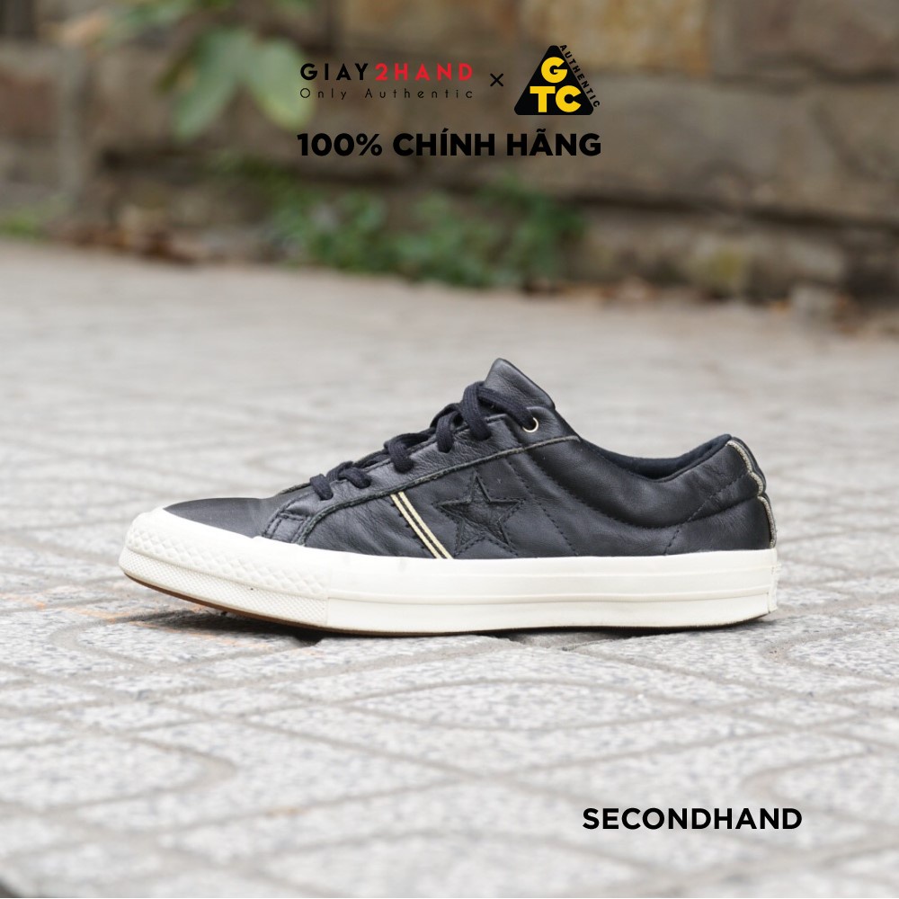 Giày Thể Thao CONVERSE ONE STAR OX LEATHER  BLACK / WHITE 159701C CŨ CHÍNH HÃNG