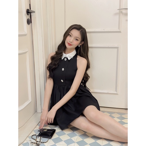 Váy thiết kế cổ nơ phối màu sang chảnh tiểu thư Bonheur Maven Dress