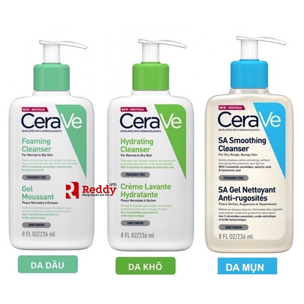 Sữa rửa mặt CeraVe cho da dầu da khô da nhạy cảm 236ml