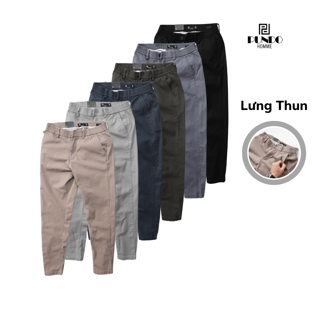 Quần kaki dài nam lưng thun PUNDOHOMME màu basic chất kaki mềm mịn QDPD048