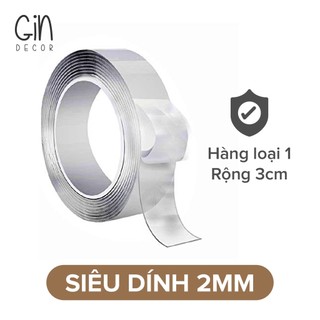 [Hàng loại 1 rộng 3cm] Cuộn keo 2 mặt silicon siêu dính trong suốt