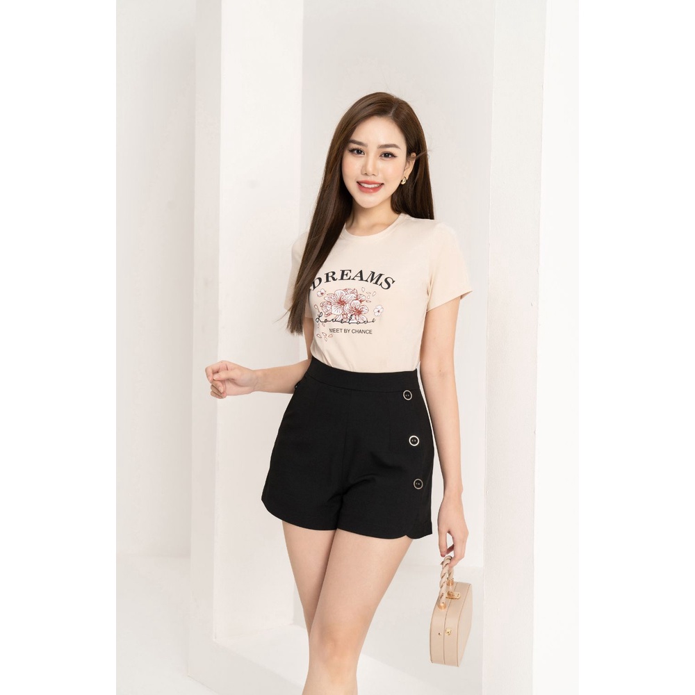 Áo phông form vừa in chữ chất liệu Cotton Compact LOZA - PT203132