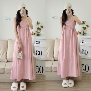 Váy 2 dây Babydoll dáng dài xếp ly, Đầm hai dây Babydoll mặc đi biển có 3 màu Xanh, Hồng, Đen Vati Shop