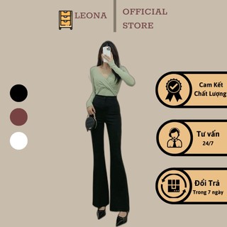Quần ống loe nữ một cúc cạp cao nhiều màu.