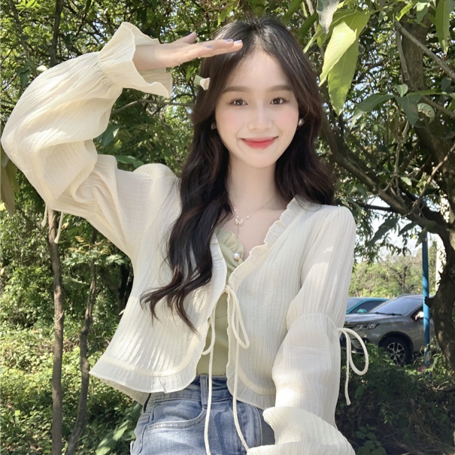 Áo sơ mi mỏng nữ kiểu hàn quốc khoác ngoài sang trọng áo cardigan vải voan chống nắng thiết kế NiNi hè 2023