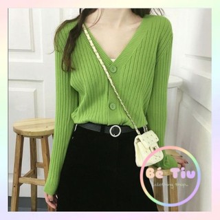 Áo Khoác Len Gân Dệt Kim 3 Nút Dáng Ngắn Tay Dài Hàng Quảng Châu | Bé Tiu Clothing