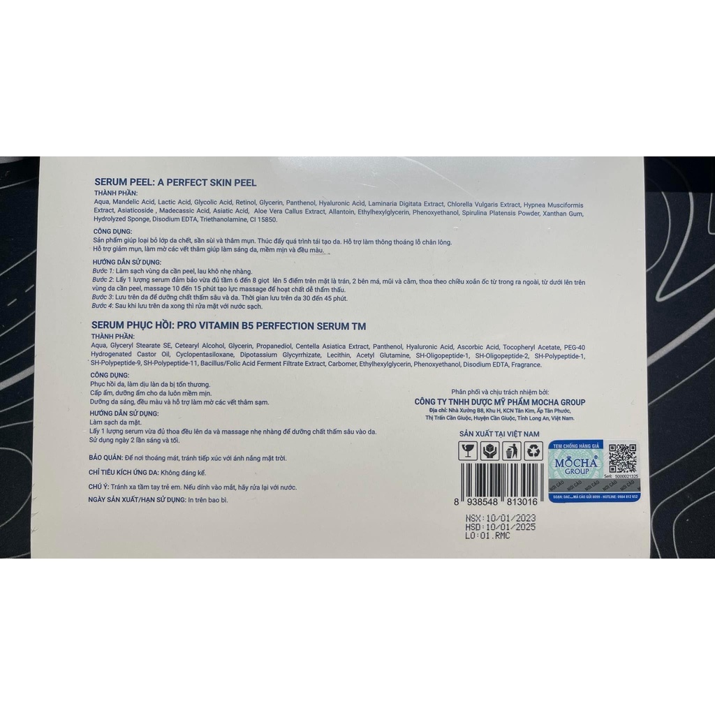 Retinol Mix Peel Mocha Peel da siêu vi tảo 10ml x 2