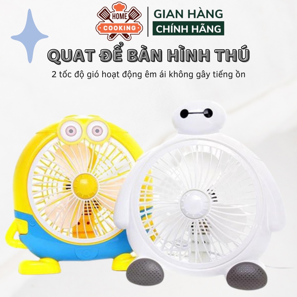 Quạt để bàn mini cắm điện văn phòng hình thú đán yêu, 2 tốc độ gió êm ái cực mát công suất 20w, bảo hành 12 tháng
