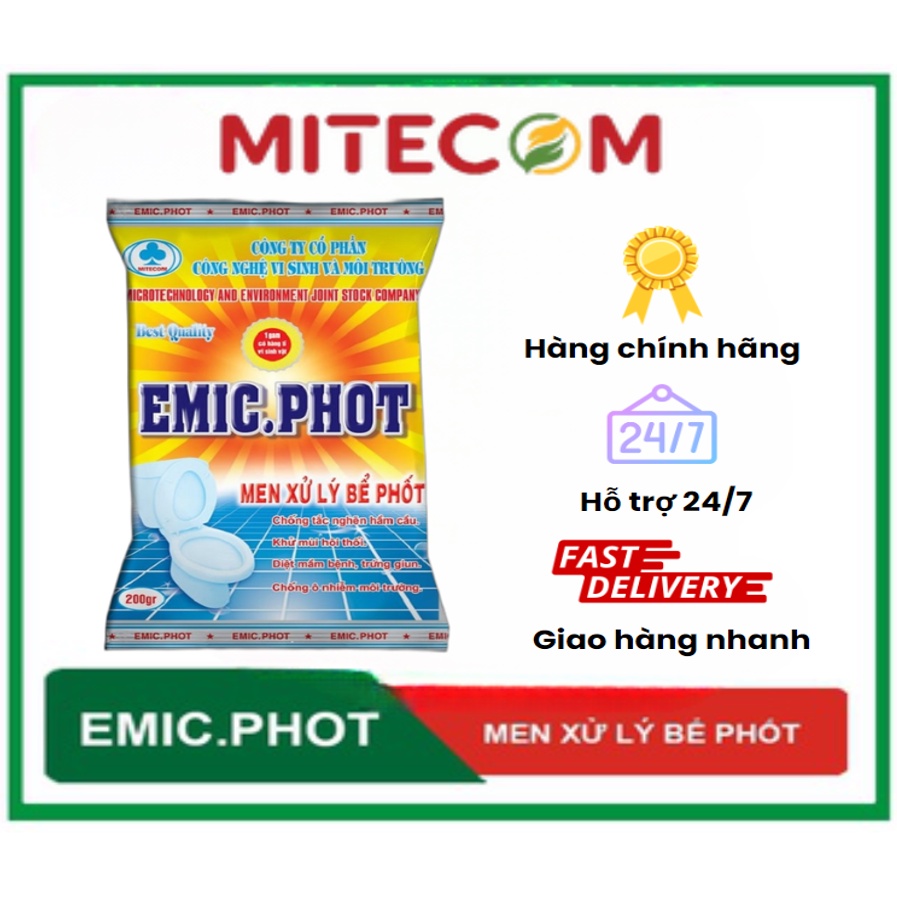 Men xử lý bể phốt EMIC.PHOT (200g) phòng chống tắc nghẽn và khử mùi hôi bồn cầu
