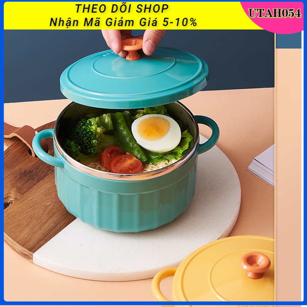Bát úp mì - tô đựng mì inox giữ nhiệt có nắp đậy siêu dễ thương