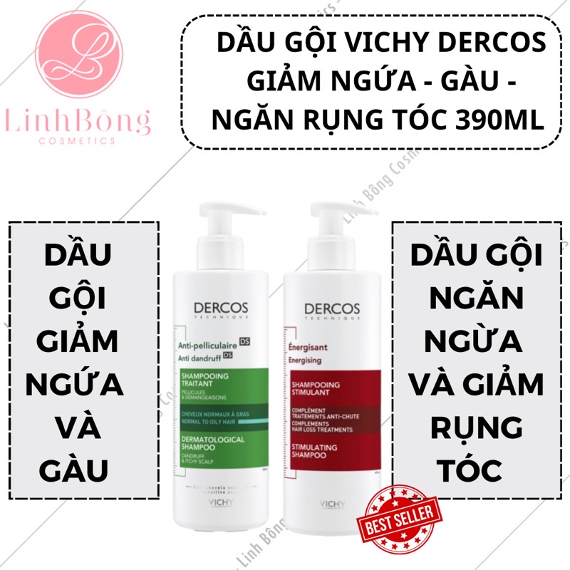 DẦU GỘI GIẢM GÀU NGỨA + RỤNG TÓC VICHY DERCOS 390ML