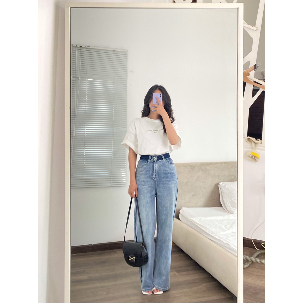 QUẦN JEAN SUÔNG DÀI VIỀN MÀU | lim.studio