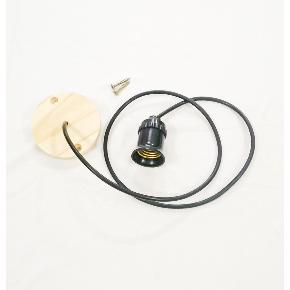 Bộ Dây Treo Đèn Thả Trần Trang Trí Đế Gỗ Đuôi Đèn E27 Dây Dài Một Mét