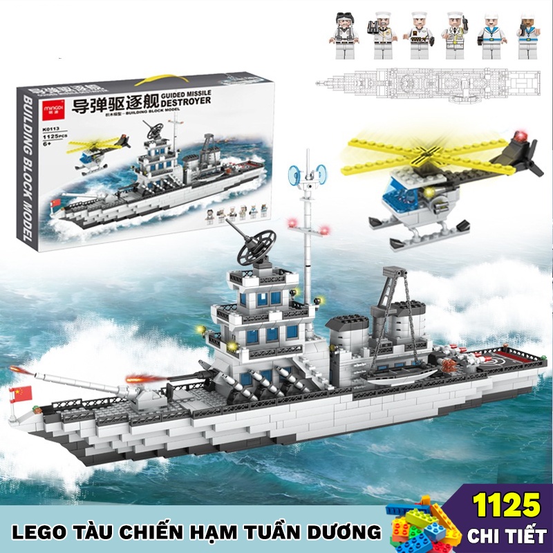 Đồ Chơi Lắp Ráp Lego Tàu Chiến Hạm 1125 Chi Tiết, Lắp ghép lego máy bay, ca nô xuồng máy và robot
