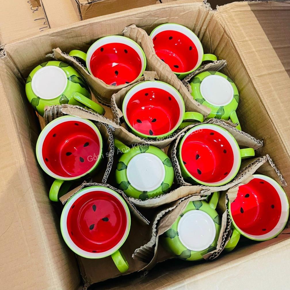 Siêu Sale - Bát Đĩa Gốm Sứ Decor, Bát Ăn Cơm, Bát Ăn Chè, Chén Dĩa Dễ Thương Bộ Bát Đĩa Sét Bát Đĩa Dưa Hấu 13 Món