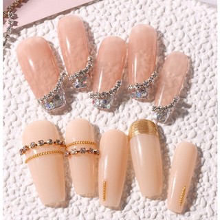 Dây xích đính đá gắn móng tay sang trọng - Charm xích đá đính móng - 1 gói