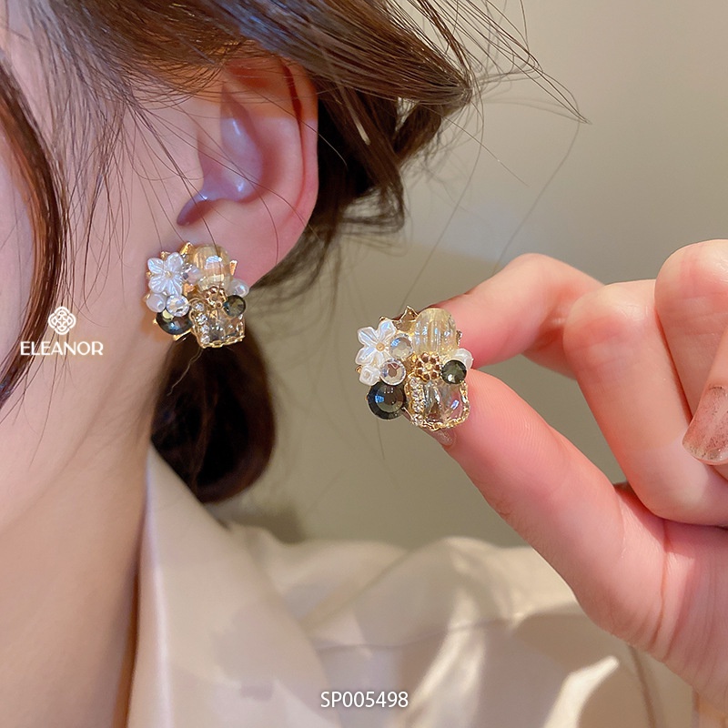 Bông tai nữ chuôi bạc 925 Eleanor Accessories hình hoa đính đá phong cách trẻ trung phụ kiện trang sức 5498