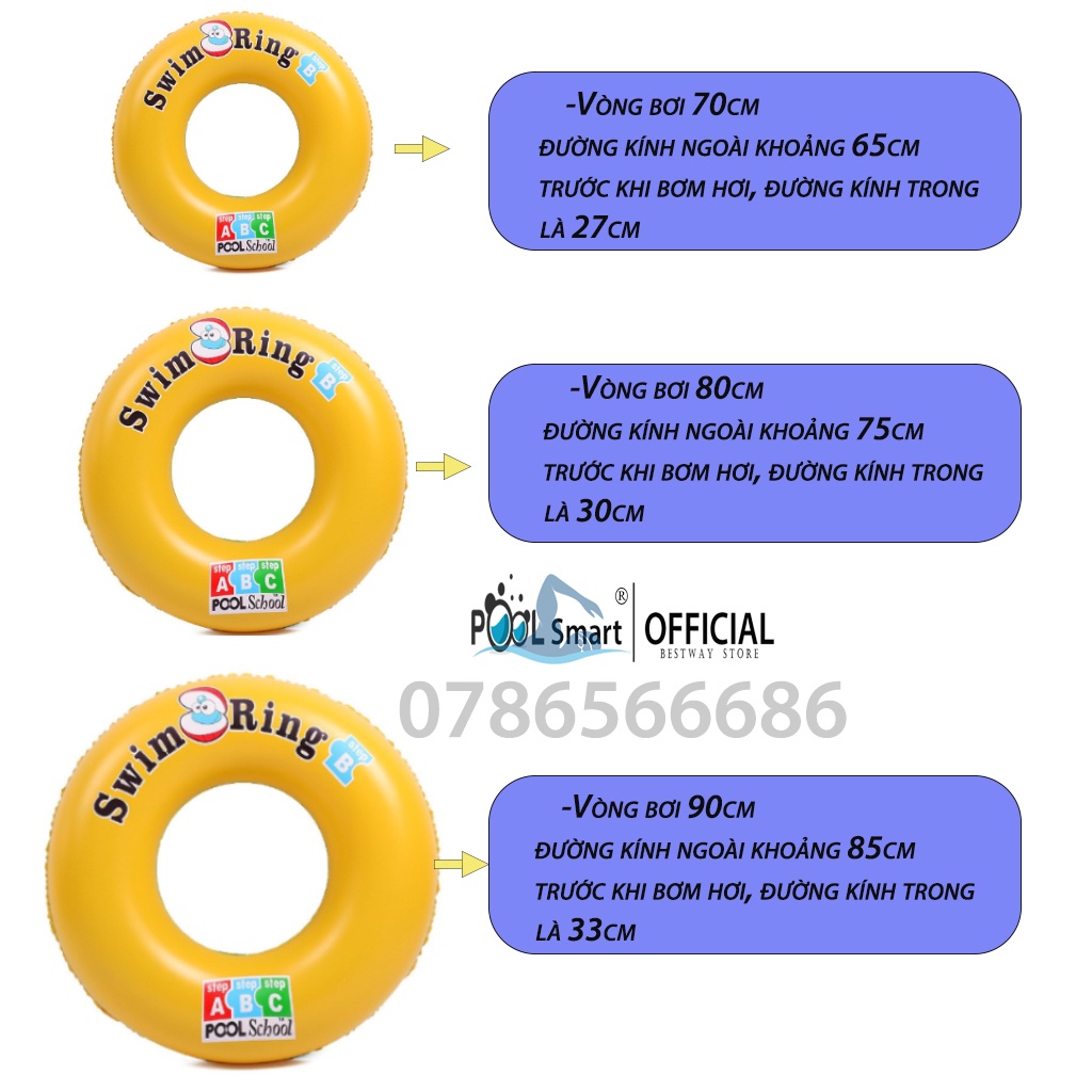 Phao bơi cho bé hình tròn in hình họa tiết đường kính 80cm ,phao bơi chống lật cho bé, đồ chơi trẻ em