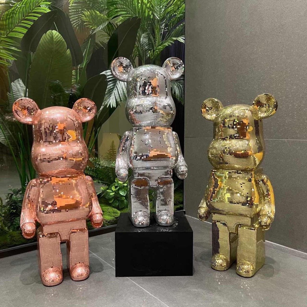 Mô Hình Tượng Bearbrick Size To 1000% 80cm Bling Bling, Mạ Điện cao cấp trang trí phòng khách, để bàn, quà tặng