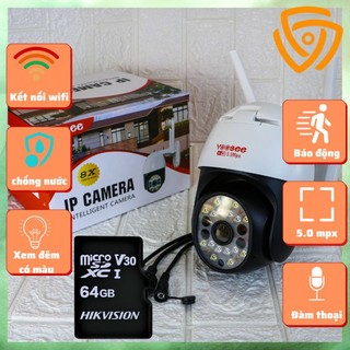 Camera wifi Yoosee ZOOM 8X ngoài trời 5.0MPX ,xoay 360 độ, cảnh báo chuyển động,chống nước, xem đêm có màu