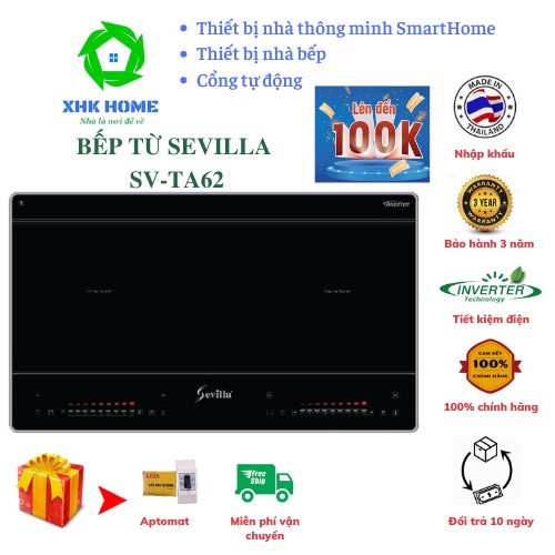 Bếp từ đôi Sevilla TA62, bếp điện từ inverter, nhập khẩu BH chính hãng