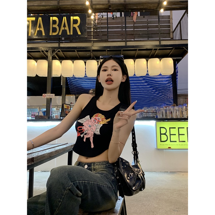 QKOOLE  Áo Croptop Sát Nách Dáng Rộng Thời Trang Đi Biển Mùa Hè Cho Nữ