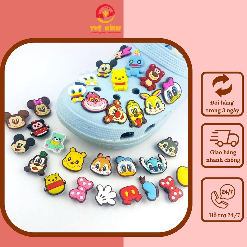 Sticker gắn dép, phụ kiện, jibbitz, charm dép cross có nhiều mẫu ngộ nghĩnh đáng yêu Tuệ Minh Kid's