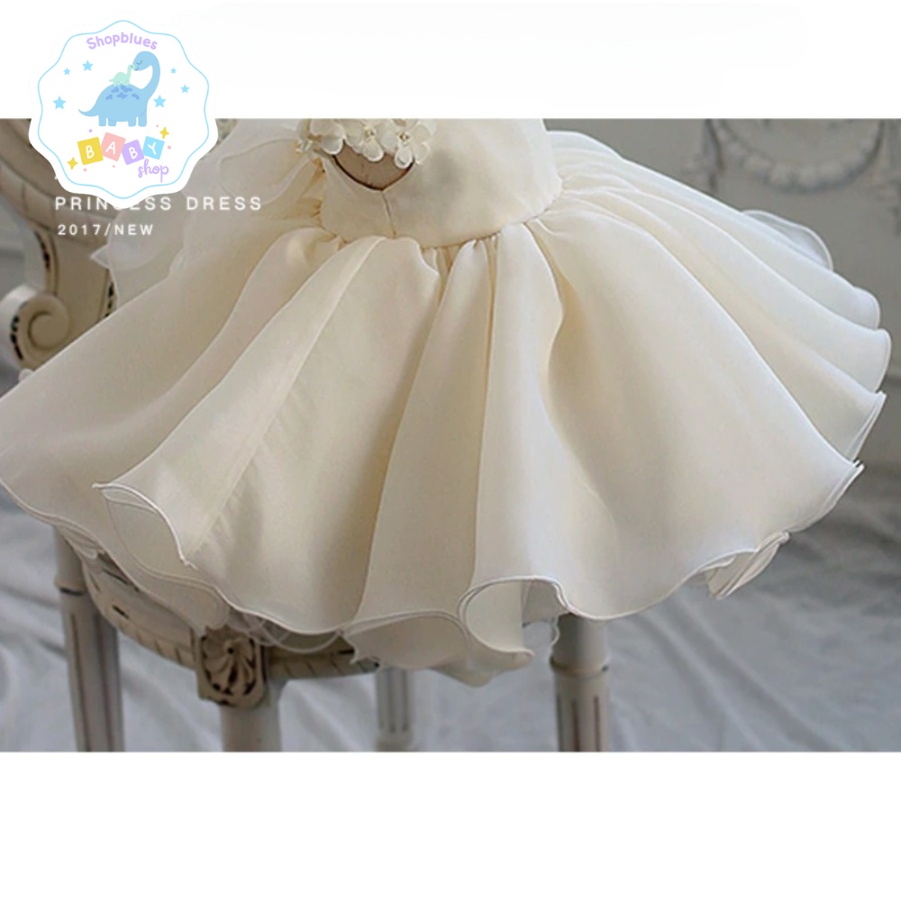 Váy trẻ em SHOPBLUES voan trắng tay bông đính ngọc cho bé gái từ 0-12 tuổi