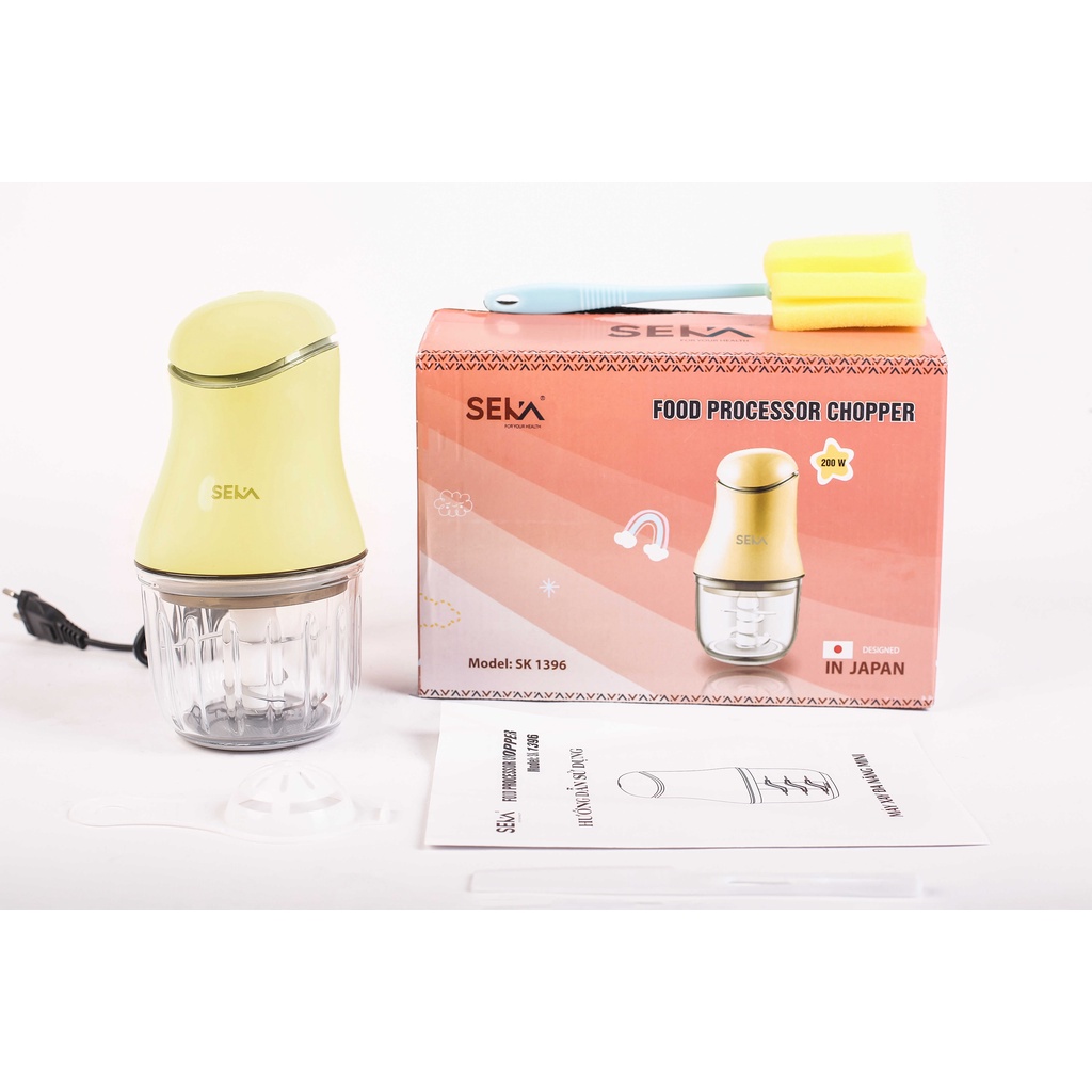 Máy Xay Cầm tay 6 lưỡi Bosingwa-Seka Cối thủy tinh, xay thịt cháo sinh tố tỏi ớt