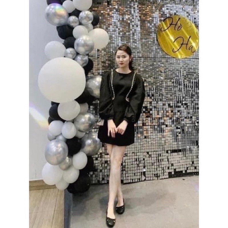 Giày búp bê nữ trám chần đính nơ siêu êm chân