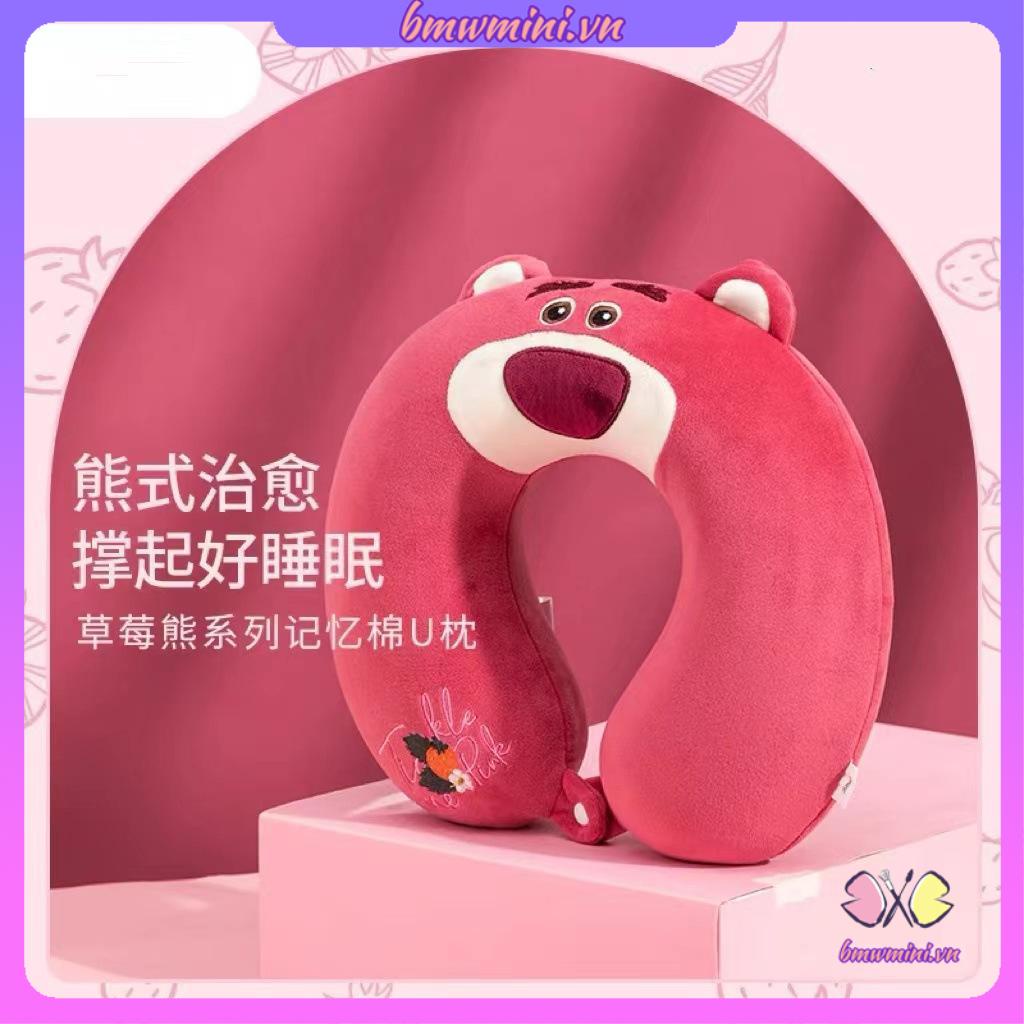 Gấu dâu Gối chữ U nhớ cotton gối cổ gối du lịch xách tay gối ngủ trưa văn phòng