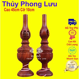 Đôi đèn dầu nguyên khối để bàn thờ gia tiên gỗ hương cao 45cm