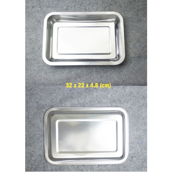 Khay inox cao cấp nhiều kích cỡ sâu 4.8cm