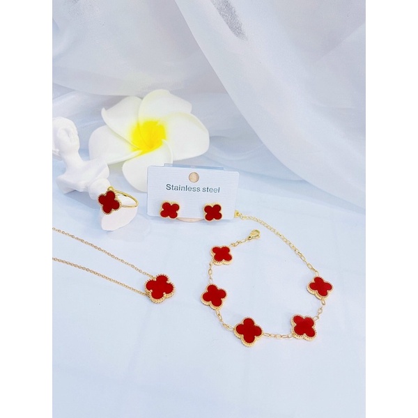 Combo 4 món Dây Bông Lắc Nhẫn cỏ 4 lá CB166