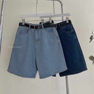 Quần short jean nữ jemcloset form ống suông cá tính erin 2870