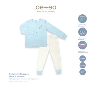 Đồ ngủ pyjama dài tay bé trai 1 - 3 tuổi vải 95% sợi tre - 5% spandex co giãn hút ẩm và chống tia UV