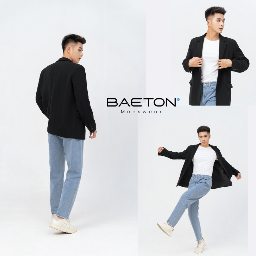 Áo khoác blazer nam form rộng có đệm vai, áo khoác nam phong cách Hàn Quốc thương hiệu BAETON - B01 | BigBuy360 - bigbuy360.vn