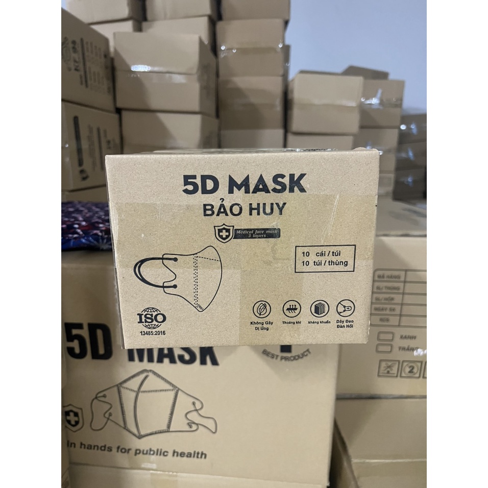 Thùng 100c Khẩu Trang 5D Bảo Huy Túi zip mẫu mới-Hàng Chính Hãng