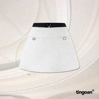 TINGOAN® - Chân váy tweed trắng cạp lửng xẻ V cạp SUPER STAR TWEED SKIRT/WH