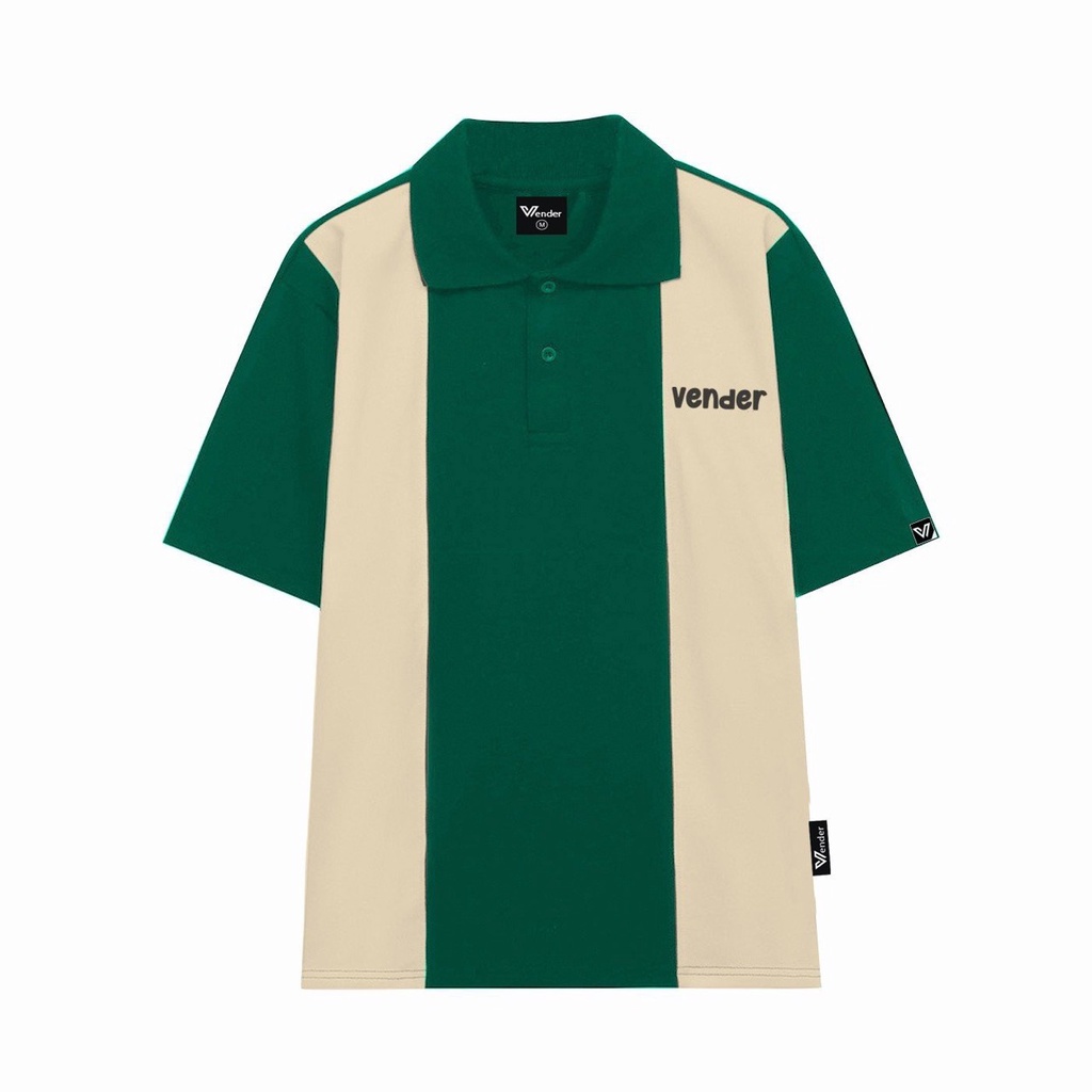 Áo Polo Unisex VENDER Signature Form Rộng Nam Nữ Đen Trắng LIMITA