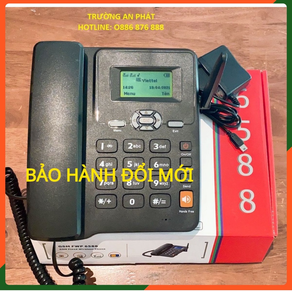 Điện thoại để bàn không dây Huawei GSM 6588 lắp sim gphone homphone,sim di động viettel vina mobi 2 sim bản tiếng việt