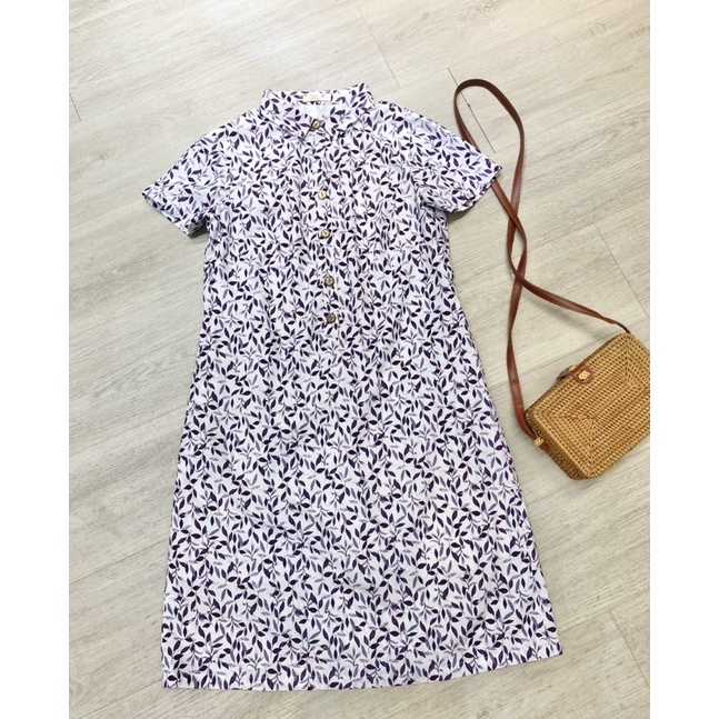 Váy Hè Suông A Sơmi Lá In Hoa Chất Thô Mát 38-74kg