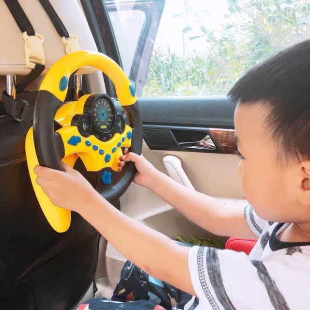 Vô lăng đồ chơi cho bé có nhạc, có đèn – Vô lăng gắn xe ô tô, xe hơi kèm âm thanh vui nhộn cho trẻ em