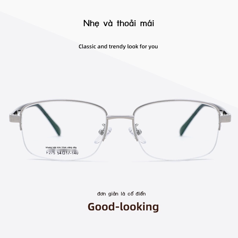Suimu F275 Vàng Dày Kim Loại Mạ Điện Khung Kính Nửa Kinh Doanh Hợp Nhà Sản Xuất Bán Buôn Gọng Vuông Nam Đơn Giản
