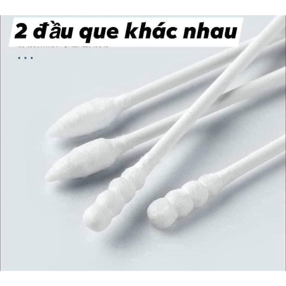 Tăm bông ngoáy tai hai đầu bông ráy tai dùng một lần thiết kế đa chức năng tiện dụng hộp 200 que