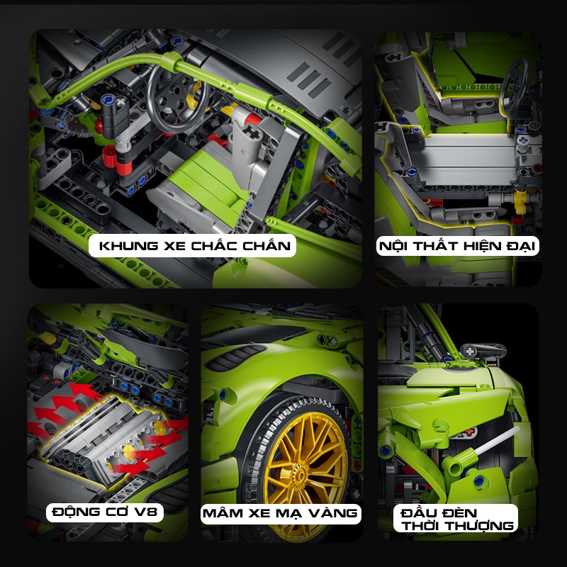 Đồ Chơi Lắp Ráp Lego Mô Hình Điều Khiển Từ Xa RC Technic Siêu Xe Mercedes GTR  AMG Tỉ Lệ 1:8 No.10089 Với 900+ Mảnh Ghép