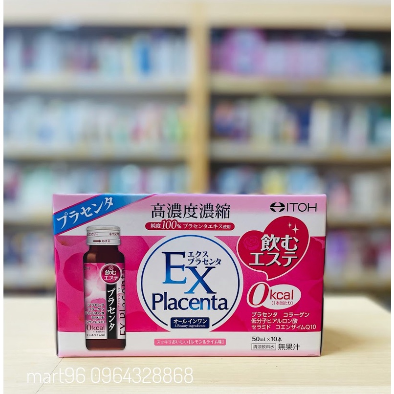 Nước bổ sung Collagen Ex Placenta EITOH Nhật Bản hộp 10 chai date 04/2023