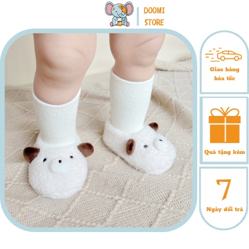 Giày Lông Cừu Họa Tiết Tai Gấu Siêu Xinh Cực Ấm Cho Bé Doomi Store - SP321